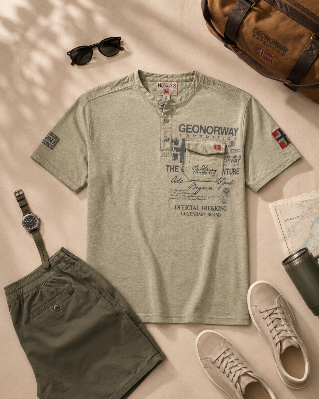 T-shirt homme Geonorway kaki – Expedition Official Trekking