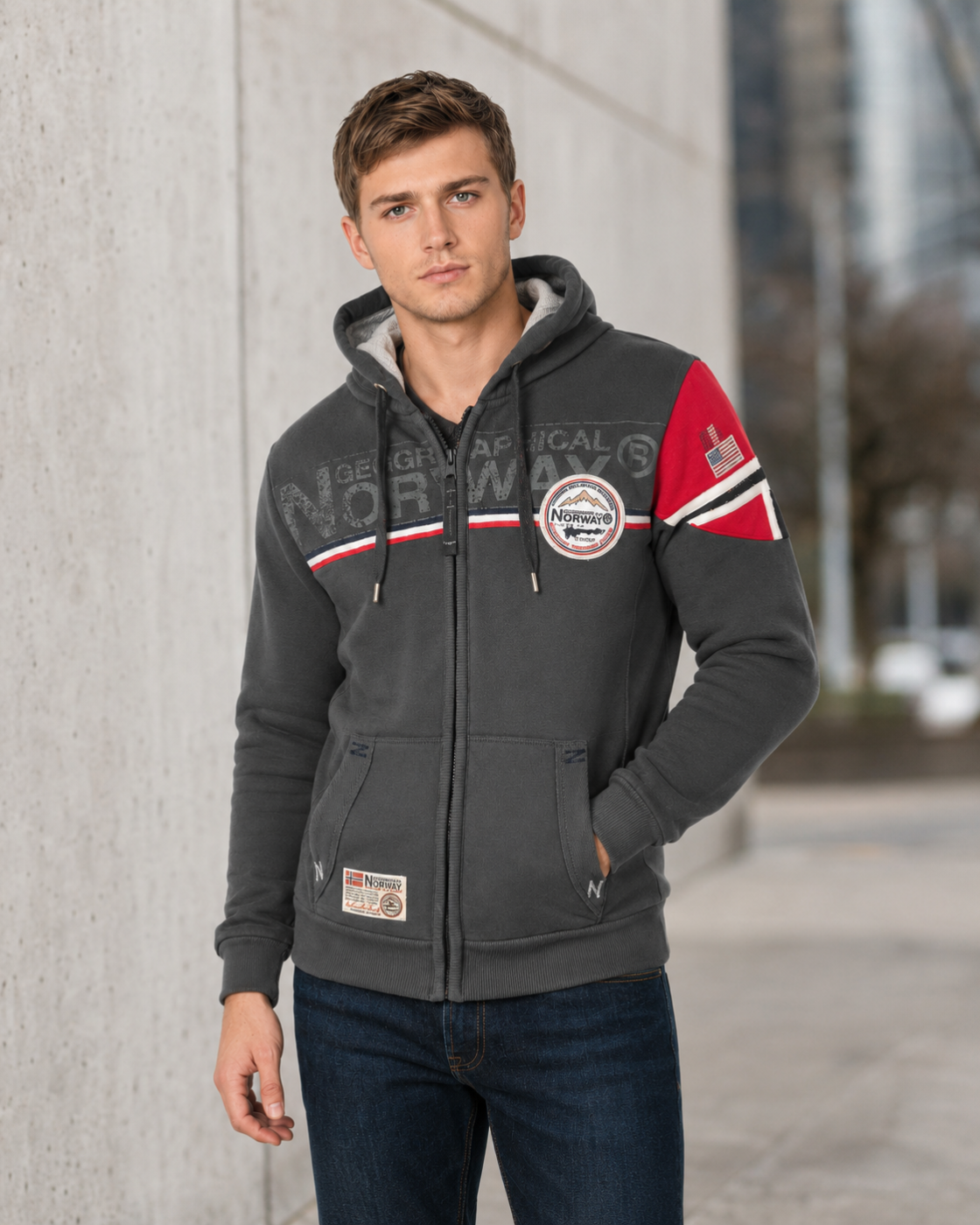 Sweat à capuche zippé homme Geographical Norway