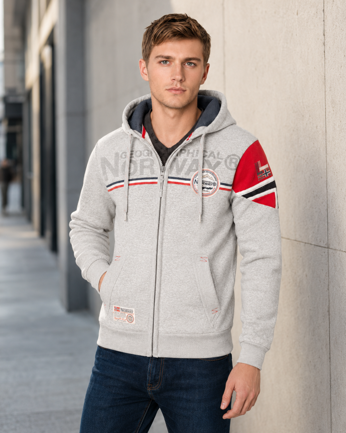 Sweat à capuche zippé homme Geographical Norway