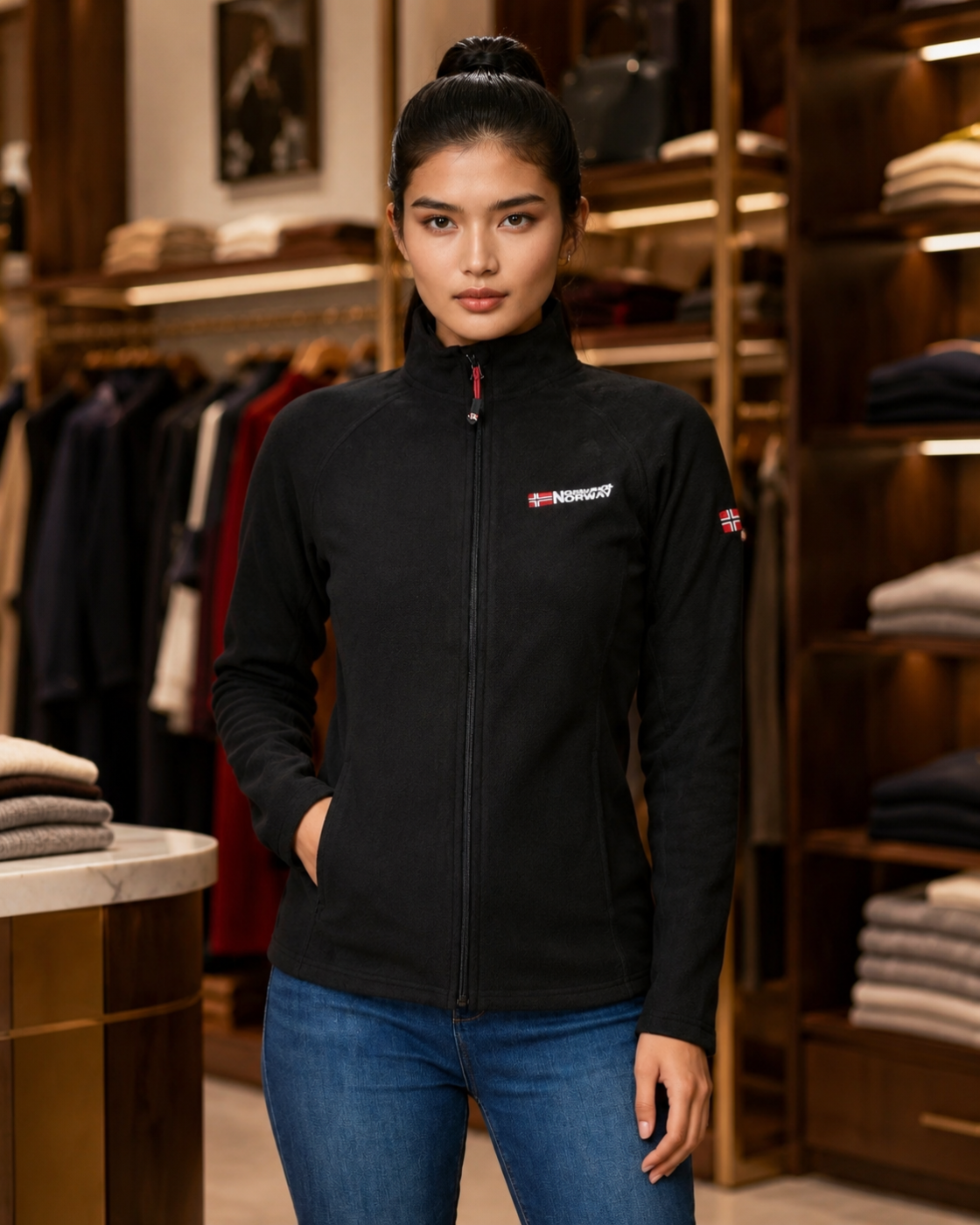 Veste polaire zippée femme noire – Geographical Norway