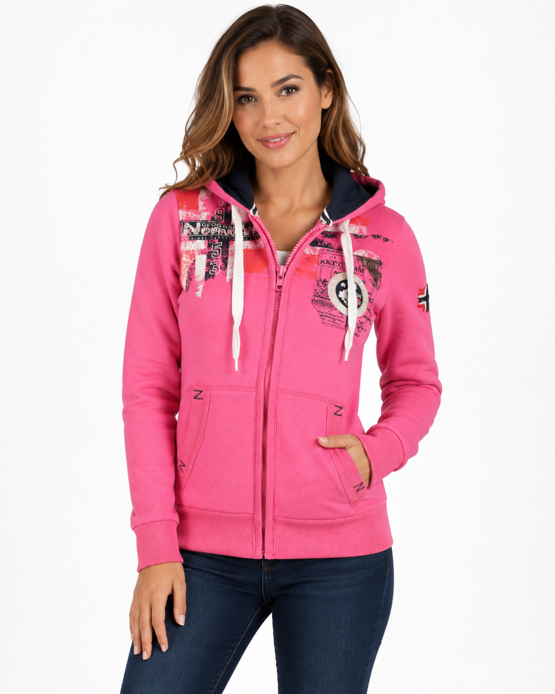 Geographical Norway FESPOTE Femme – Sweat à capuche zippé rose
