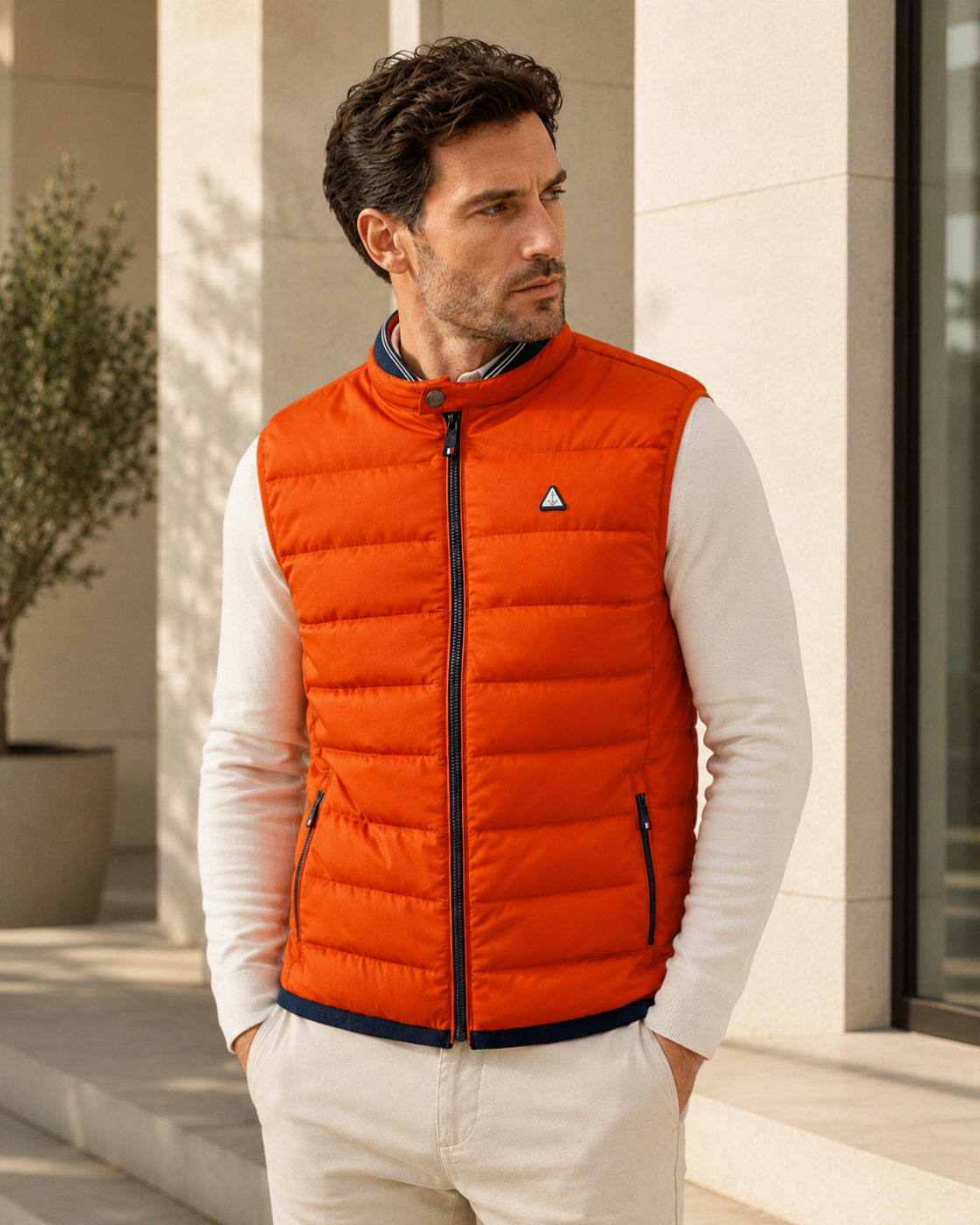 Doudoune sans manches homme Voile Bleue – Orange matelassée