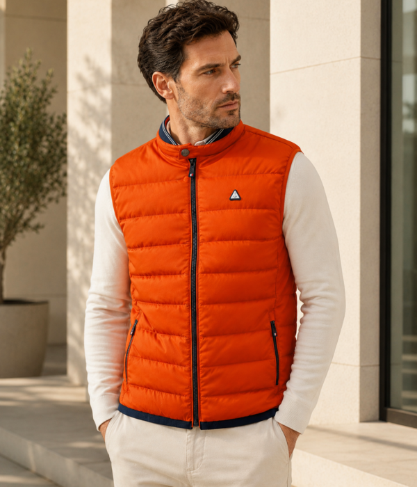 Doudoune sans manches homme Voile Bleue – Orange matelassée