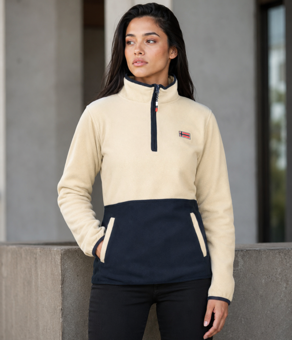 Polaire femme Geonorway beige et bleu marine – Col zippé