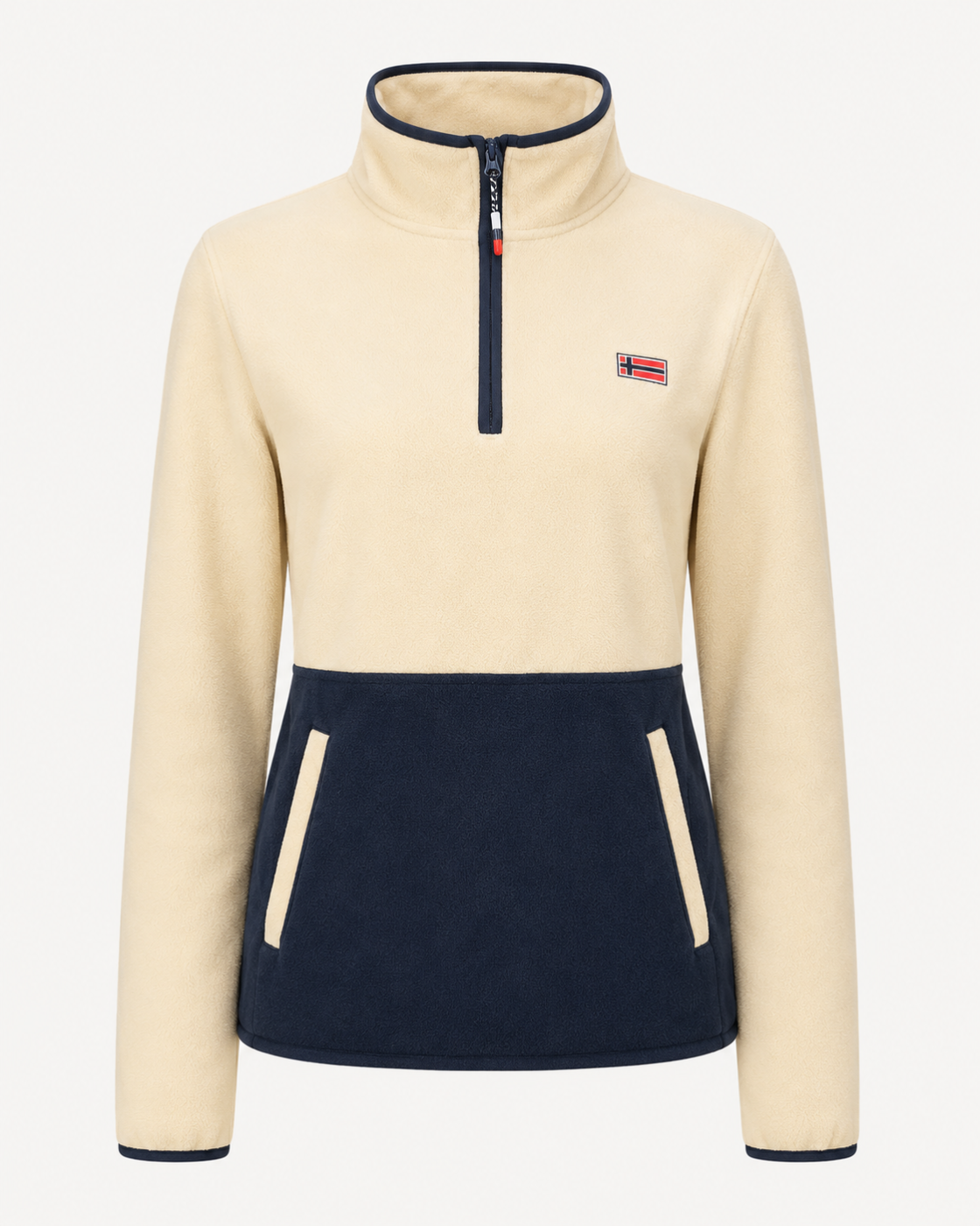 Polaire femme Geonorway beige et bleu marine – Col zippé