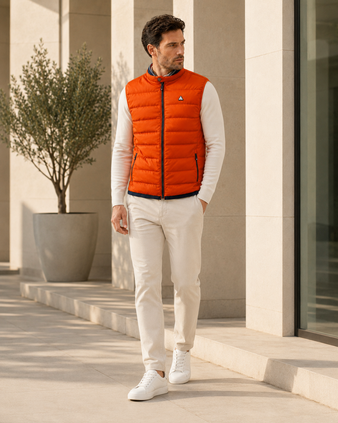 Doudoune sans manches homme Voile Bleue – Orange matelassée