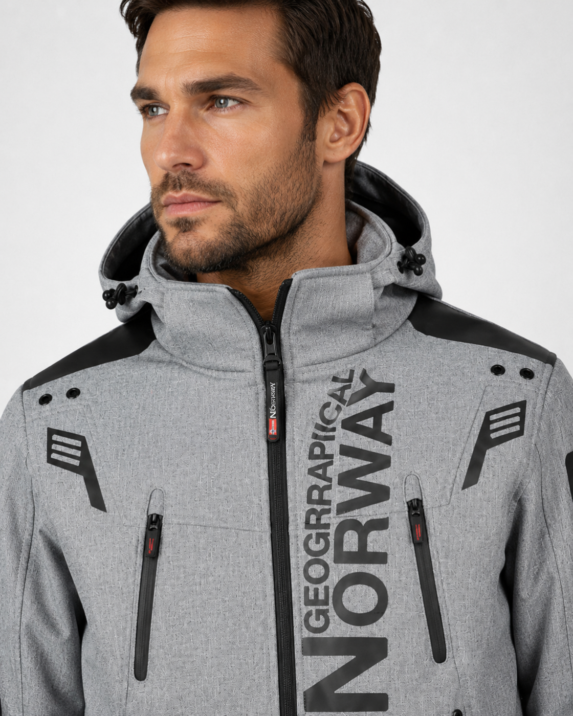 Veste homme Geographical Norway gris clair – Softshell à capuche