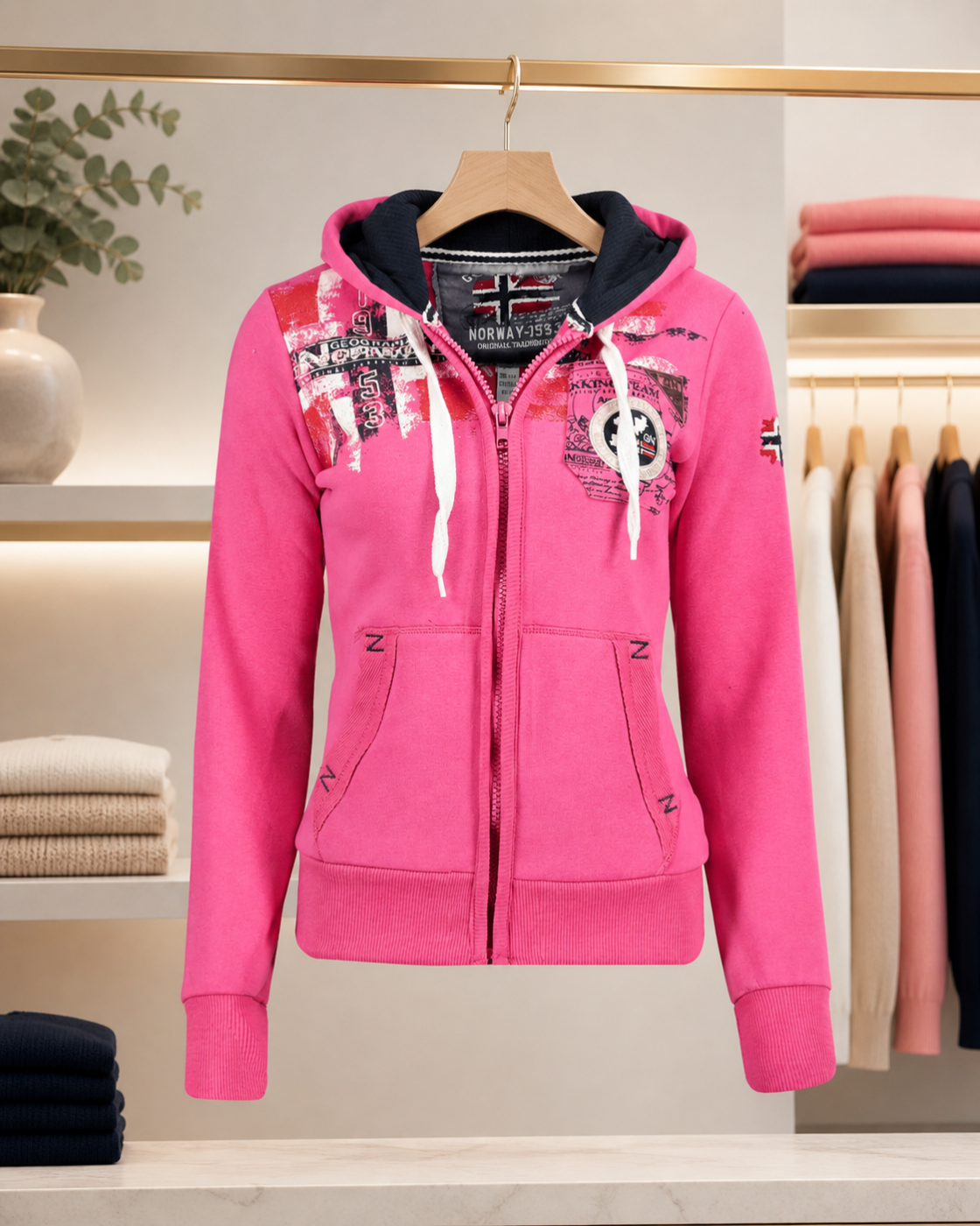 Geographical Norway FESPOTE Femme – Sweat à capuche zippé rose