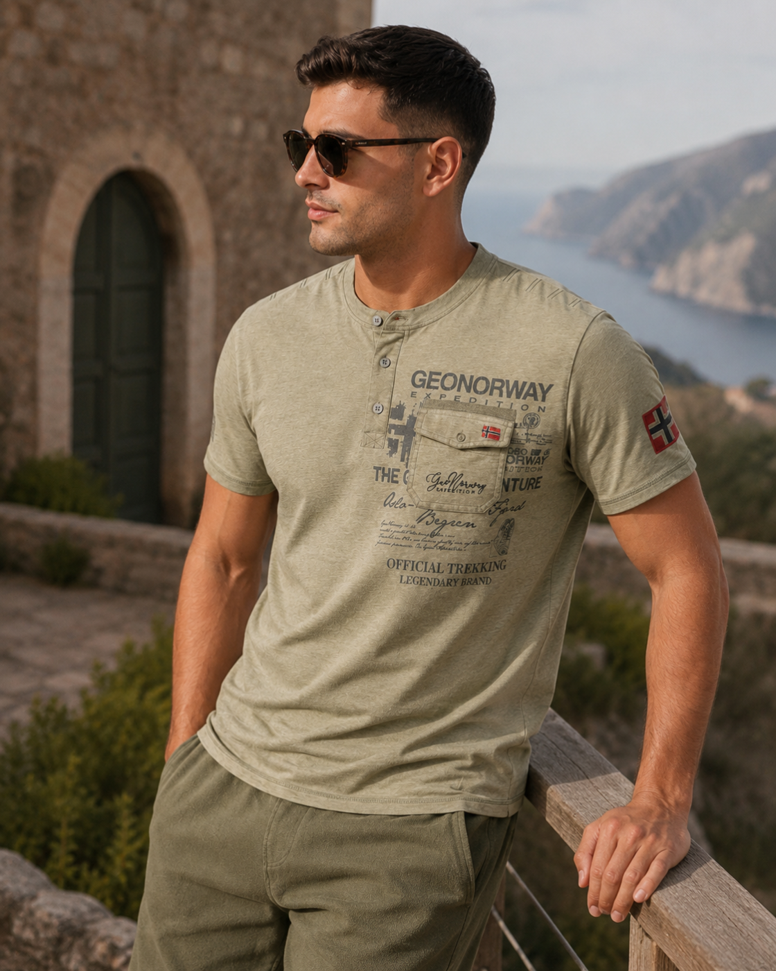 T-shirt homme Geonorway kaki – Expedition Official Trekking